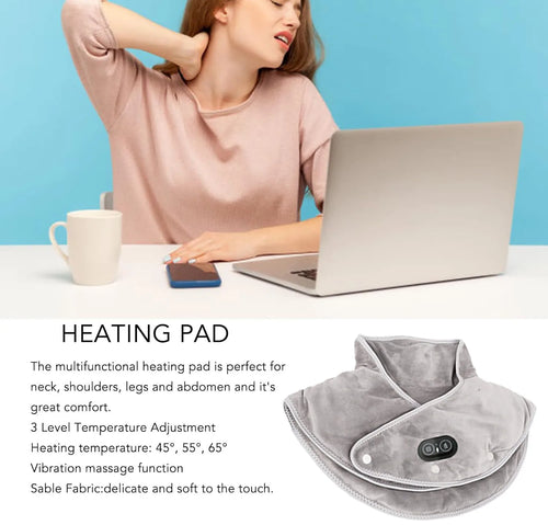 Heated Neck & Shoulder Relief Wrap — 3-Level Heat + Vibration Therapy