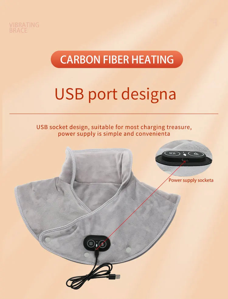 Heated Neck & Shoulder Relief Wrap — 3-Level Heat + Vibration Therapy