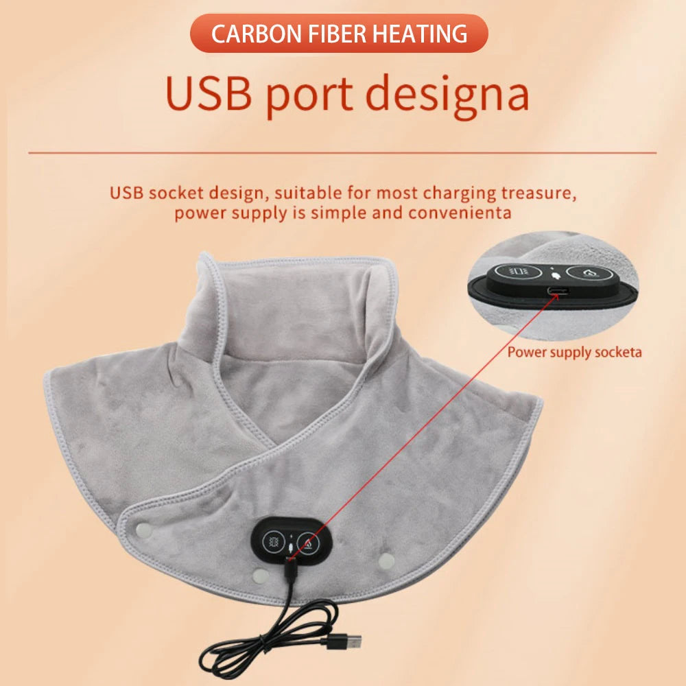 Heated Neck & Shoulder Relief Wrap — 3-Level Heat + Vibration Therapy