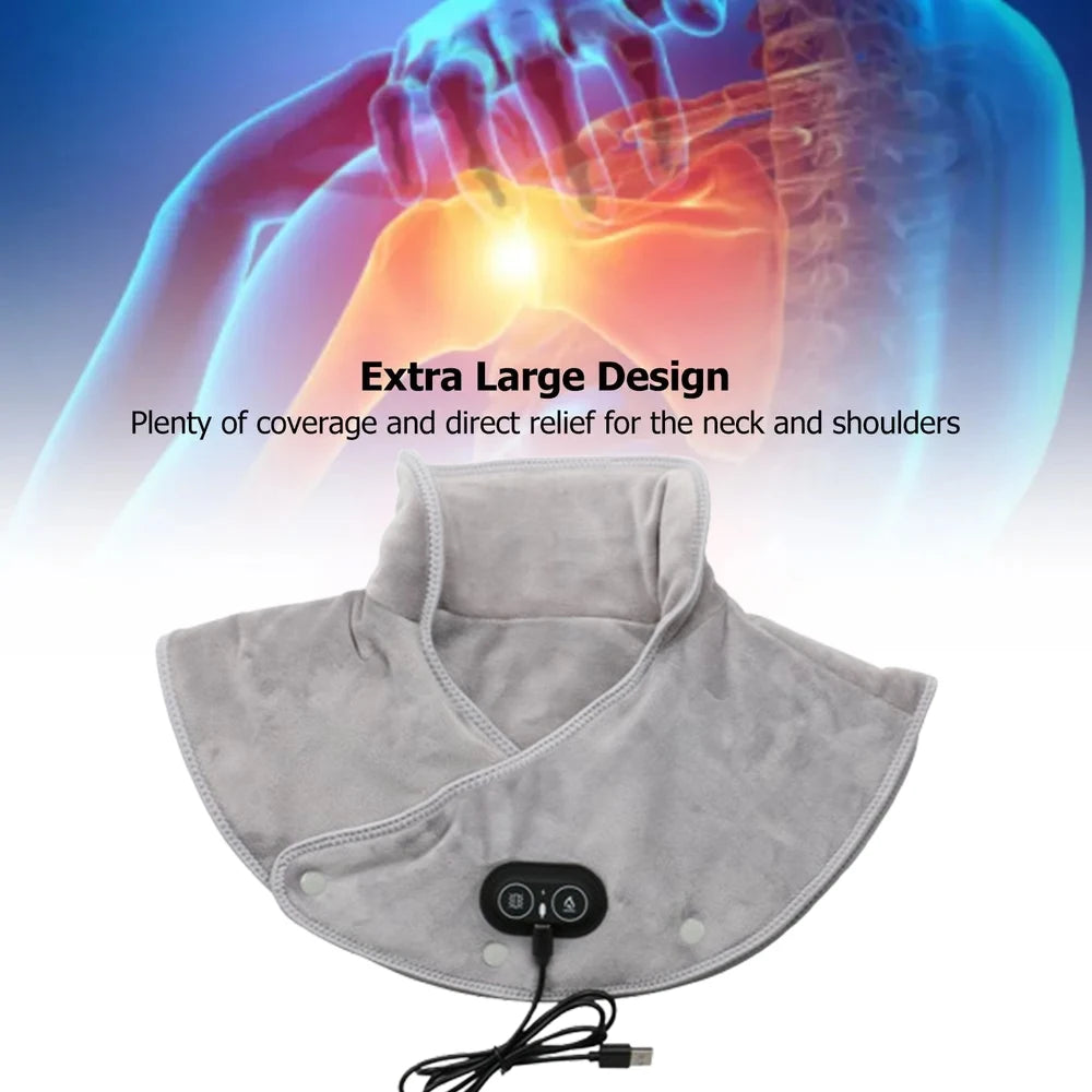 Heated Neck & Shoulder Relief Wrap — 3-Level Heat + Vibration Therapy