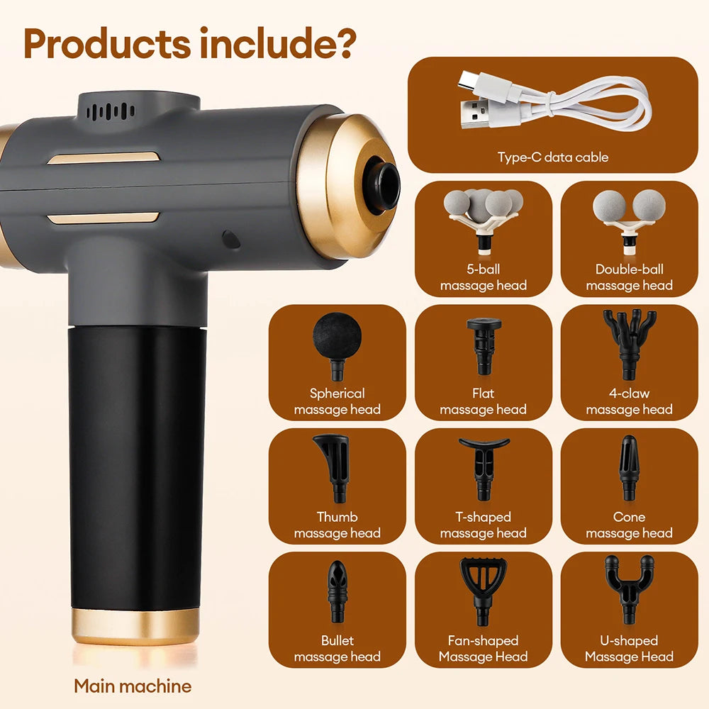 Pro Fascia Massage Gun — 11 Heads, 99 Speeds, Deep Muscle Recovery