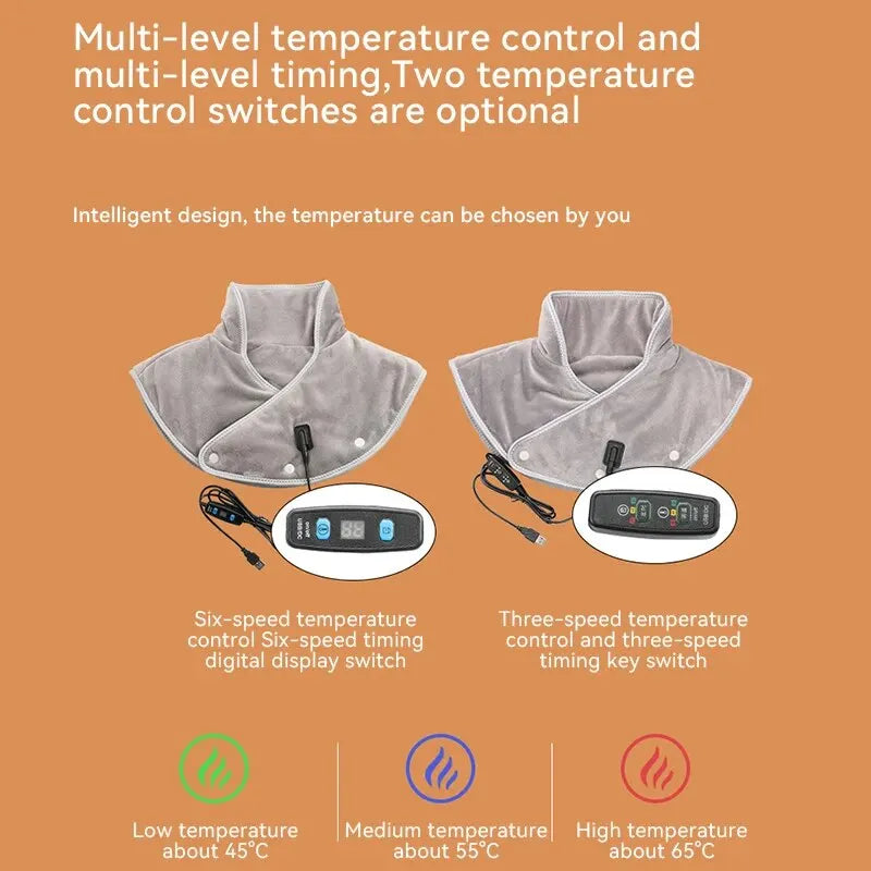 Heated Neck & Shoulder Relief Wrap — 3-Level Heat + Vibration Therapy